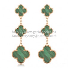 Van Cleef Arpels Magic Alhambra 3 Motifs Kolczyki z różowego złota z malachitem