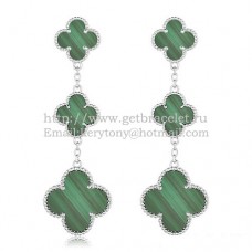 Van Cleef Arpels Magic Alhambra 3 Motifs Kolczyki z białego złota z malachitem
