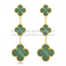 Van Cleef Arpels Magic Alhambra 3 Motifs Kolczyki z żółtego złota z malachitem