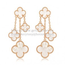 Van Cleef Arpels Magic Alhambra 4 Motifs Kolczyki z różowego złota z białą masą perłową
