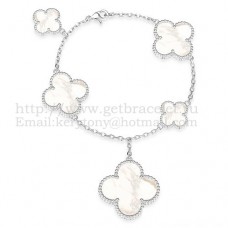 Bransoletka Van Cleef Arpels Magic Alhambra 5 motywów z białego złota z białą masą perłową