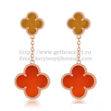 Kolczyki Van Cleef Arpels Magic Alhambra z różowego złota z karneolem tygrysie oko