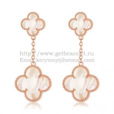 Kolczyki Van Cleef Arpels Magic Alhambra z różowego złota z białą masą perłową