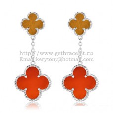 Van Cleef Arpels Magic Alhambra Kolczyki z białego złota z karneolem tygrysie oko Van Cleef Arpels Magic Alhambra Kolczyki z białego złota z karneolem tygrysie oko