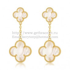 Kolczyki Van Cleef Arpels Magic Alhambra z żółtego złota z białą masą perłową