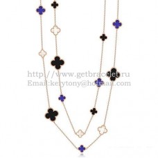 Van Cleef Arpels Magic Alhambra Naszyjnik z różowego złota, 16 motywów z czarnym onyksem i białą masą perłową