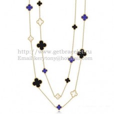 Naszyjnik Van Cleef Arpels Magic Alhambra z żółtego złota, 16 motywów z czarnym onyksem i białą masą perłową