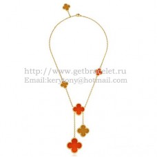 Naszyjnik Van Cleef Arpels Magic Alhambra z żółtego złota, 6 motywów z tygrysim okiem, onyksem i masą perłową