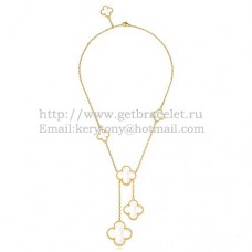 Naszyjnik Van Cleef Arpels Magic Alhambra z żółtego złota, 6 motywów z białą masą perłową