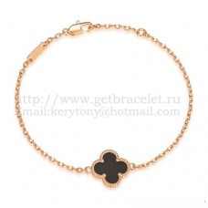 Bransoletka Van Cleef Arpels Sweet Alhambra z różowego złota z czarną masą perłową onyksową