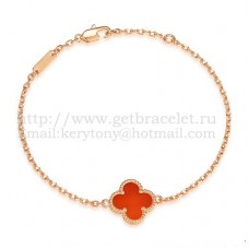 Bransoletka Van Cleef Arpels Sweet Alhambra z różowego złota z masą perłową i karneolem