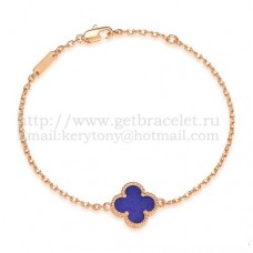 Bransoletka Van Cleef Arpels Sweet Alhambra z różowego złota z masą perłową i kamieniem lapis lapis lazur