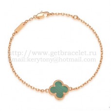 Bransoletka Van Cleef Arpels Sweet Alhambra z różowego złota z masą perłową malachitową