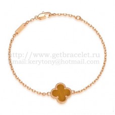 Bransoletka Van Cleef Arpels Sweet Alhambra z różowego złota z masą perłową tygrysie oko