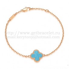Bransoletka Van Cleef Arpels Sweet Alhambra z różowego złota z turkusową masą perłową