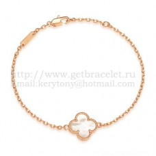Bransoletka Van Cleef Arpels Sweet Alhambra z różowego złota z białą masą perłową