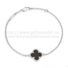 Bransoletka Van Cleef Arpels Sweet Alhambra z białego złota z czarną masą perłową onyksową