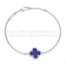 Bransoletka Van Cleef Arpels Sweet Alhambra z białego złota z masą perłową i kamieniem lapis lapis lazur