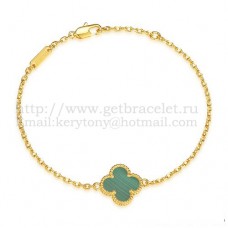 Bransoletka Van Cleef Arpels Sweet Alhambra z żółtego złota z masą perłową malachitową