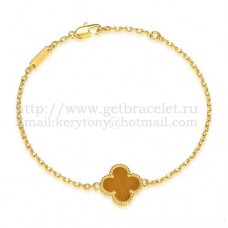 Bransoletka Van Cleef Arpels Sweet Alhambra z żółtego złota z masą perłową tygrysie oko