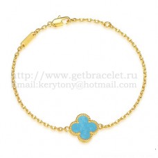 Bransoletka Van Cleef Arpels Sweet Alhambra z żółtego złota z turkusową masą perłową