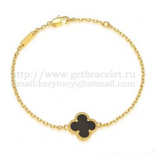 Bransoletka Van Cleef Arpels Sweet Alhambra w kolorze żółtego złota z czarną masą perłową z onyksu
