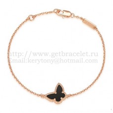 Bransoletka Van Cleef Arpels Sweet Alhambra Butterfly z różowego złota z czarnym agatem i masą perłową