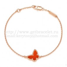 Bransoletka Van Cleef Arpels Sweet Alhambra Butterfly z różowego złota z masą perłową i karneolem