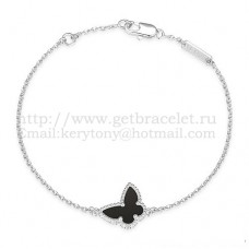 Bransoletka Van Cleef Arpels Sweet Alhambra Butterfly z białego złota z masą perłową z czarnego agatu