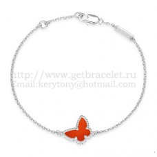 Bransoletka Van Cleef Arpels Sweet Alhambra Butterfly z białego złota z masą perłową i karneolem