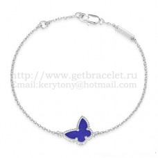 Bransoletka Van Cleef Arpels Sweet Alhambra Butterfly z białego złota z masą perłową i kamieniem lapis lapis lazur