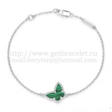 Bransoletka Van Cleef Arpels Sweet Alhambra Butterfly z białego złota z masą perłową malachitową