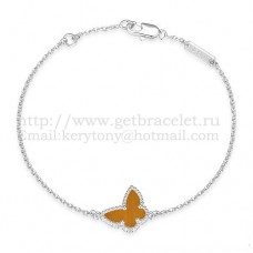 Bransoletka Van Cleef Arpels Sweet Alhambra Butterfly z białego złota z masą perłową tygrysie oko