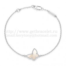 Bransoletka Van Cleef Arpels Sweet Alhambra Butterfly z białego złota z białą masą perłową