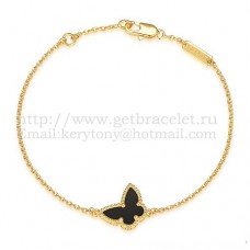 Bransoletka Van Cleef Arpels Sweet Alhambra Butterfly z żółtego złota z masą perłową z czarnego agatu