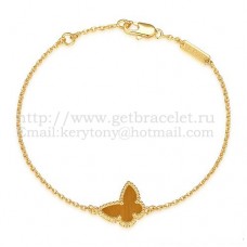 Bransoletka Van Cleef Arpels Sweet Alhambra Butterfly z żółtego złota z masą perłową tygrysie oko