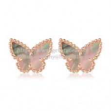 Kolczyki Van Cleef Arpels Sweet Alhambra Butterfly w kolorze różowego złota z szarą masą perłową