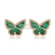 Kolczyki Van Cleef Arpels Sweet Alhambra Butterfly w kolorze różowego złota z masą perłową malachitową