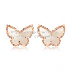 Kolczyki Van Cleef Arpels Sweet Alhambra Butterfly w kolorze różowego złota z białą masą perłową