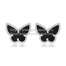 Kolczyki Van Cleef Arpels Sweet Alhambra Butterfly z białego złota z czarną masą perłową onyksową