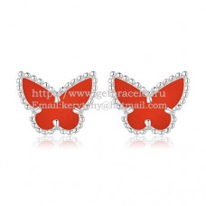 Kolczyki Van Cleef Arpels Sweet Alhambra Butterfly z białego złota z masą perłową i karneolem