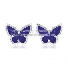 Kolczyki Van Cleef Arpels Sweet Alhambra Butterfly z białego złota z masą perłową i kamieniem lapis lapis lazur