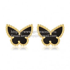 Kolczyki Van Cleef Arpels Sweet Alhambra Butterfly z żółtego złota z czarną masą perłową onyksową