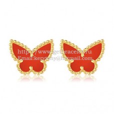 Kolczyki Van Cleef Arpels Sweet Alhambra Butterfly z żółtego złota z masą perłową i karneolem