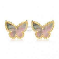Kolczyki Van Cleef Arpels Sweet Alhambra Butterfly z żółtego złota z szarą masą perłową