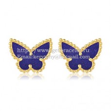 Kolczyki Van Cleef Arpels Sweet Alhambra Butterfly z żółtego złota z masą perłową i kamieniem lapis lapis lazur Kolczyki Van Cleef Arpels Sweet Alhambra Butterfly z żółtego złota z masą perłową i kamieniem lapis lapis lazur