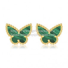 Kolczyki Van Cleef Arpels Sweet Alhambra Butterfly z żółtego złota z masą perłową malachitową