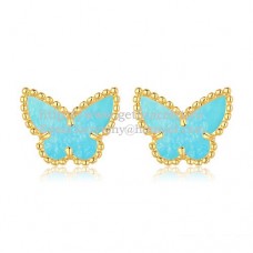 Kolczyki Van Cleef Arpels Sweet Alhambra Butterfly z żółtego złota z turkusową masą perłową