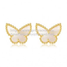 Kolczyki Van Cleef Arpels Sweet Alhambra Butterfly z żółtego złota z białą masą perłową