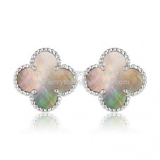 Kolczyki Van Cleef Arpels Sweet Alhambra z białego złota z szarą masą perłową